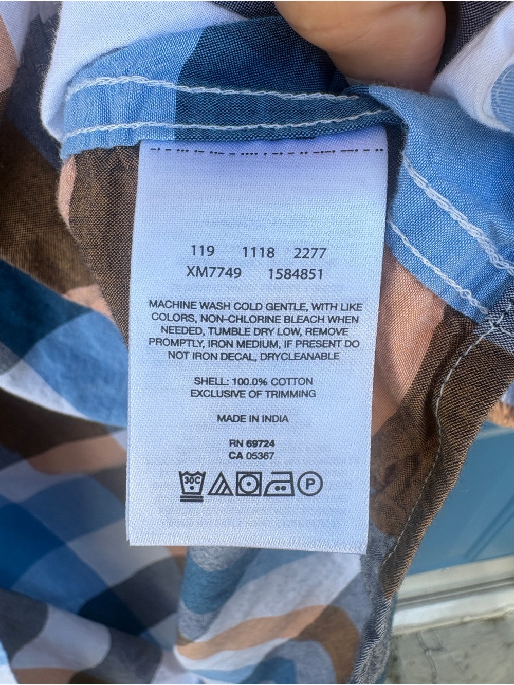 Columbia Men’s Short Sleeve Plaid Button-Up - Blue, Brown & White - Picture 8 of 16